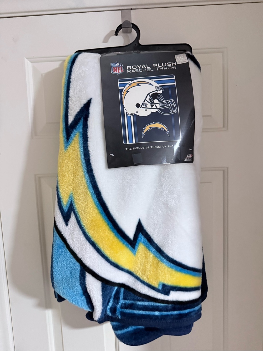 NFL Los Angeles Chargers Navy White Yellow Plush Throw